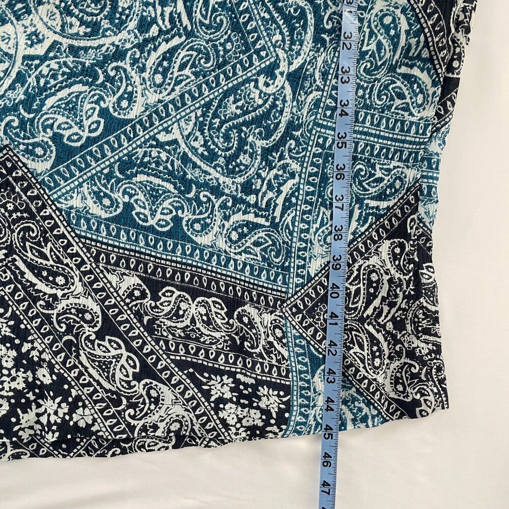 Go Softly Patio Dress Womens 1X Teal Navy Paisley Rayon Zip Front Tassel - Picture 11 of 12